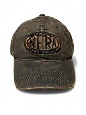 NHRA Drag Racing Main Gate Hat Brown Distressed Adjustable Strapback Cap